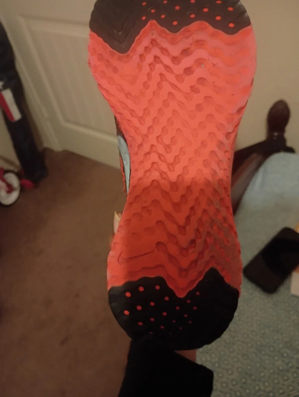 Black and Orange Knit Athletic Shoes